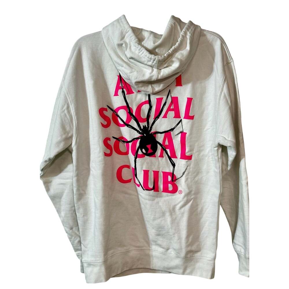 Anti Social Social Club Hoodie White Pink Logo Black Spider ASSC Medium New